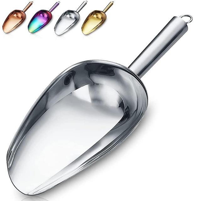 Ice Scoop, Fashion Ice Cream Scoop, Premium Stainless Steel Cookie Scoop, Dog Food Scoop, Sturdy Flour Scoop, Utility Candy Scoop, Dishwasher Safe (Silver/8oz/9 Inch)