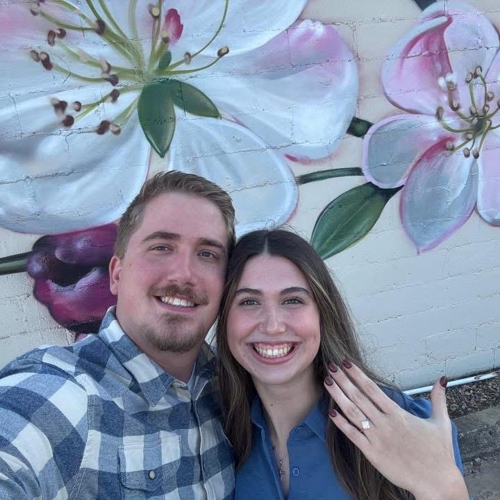 Stopped for a moment together before our engagement dinner