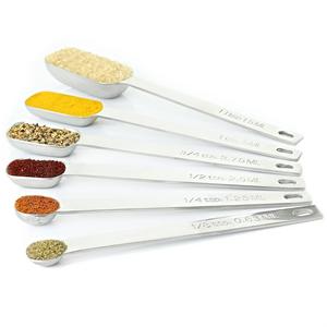 Measuring Spoons 6 Piece Set by Simply Gourmet. Premium Stainless Steel Measuring Spoon Set Designed to Last a Lifetime. Narrow Design Fits in All Spice Jars. Goes Great with Our Measuring Cups Set