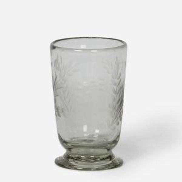 Etched Floral Drinking Glass