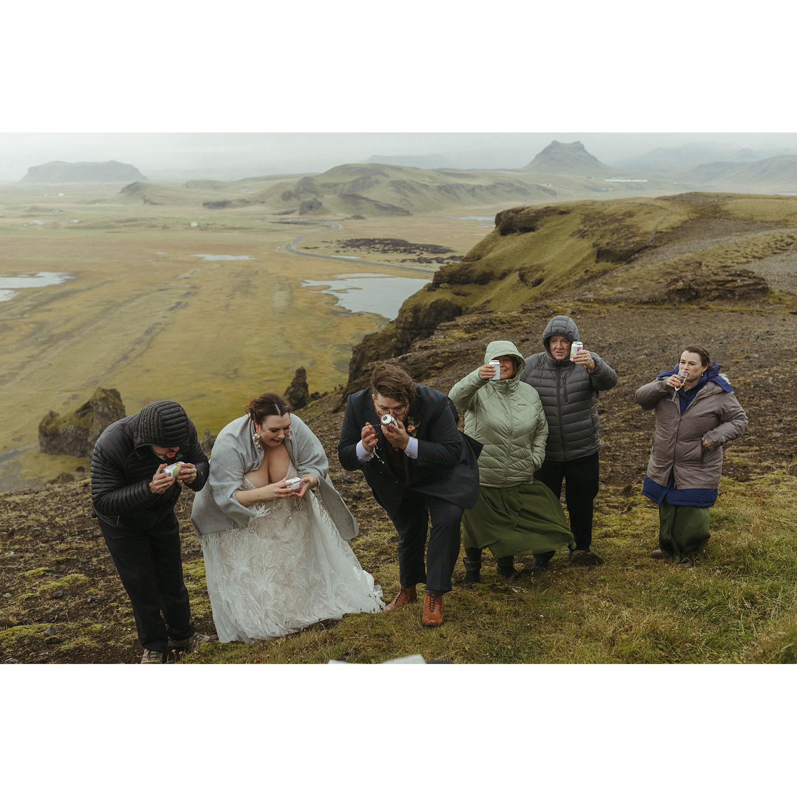 Shot gunning beers at the end of the ceremony