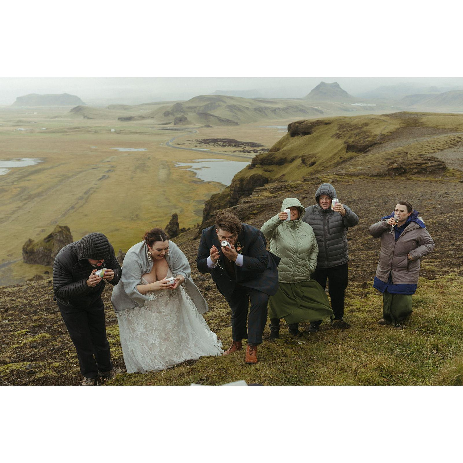 Shot gunning beers at the end of the ceremony