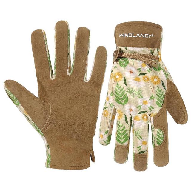 HANDLANDY Gardening Gloves for Women, Breathable Ladies Leather Garden Yard Gloves Best Gift for Gardeners
