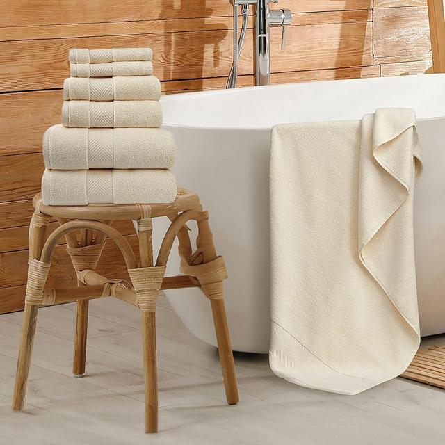 Alusa Home Luxury Bamboo Bath Towels - Ultra Soft & Plush 700 GSM Extra Large Fluffy Towels - Absorbent & Quick Drying - 6 Piece Towel Set (Papyrus)