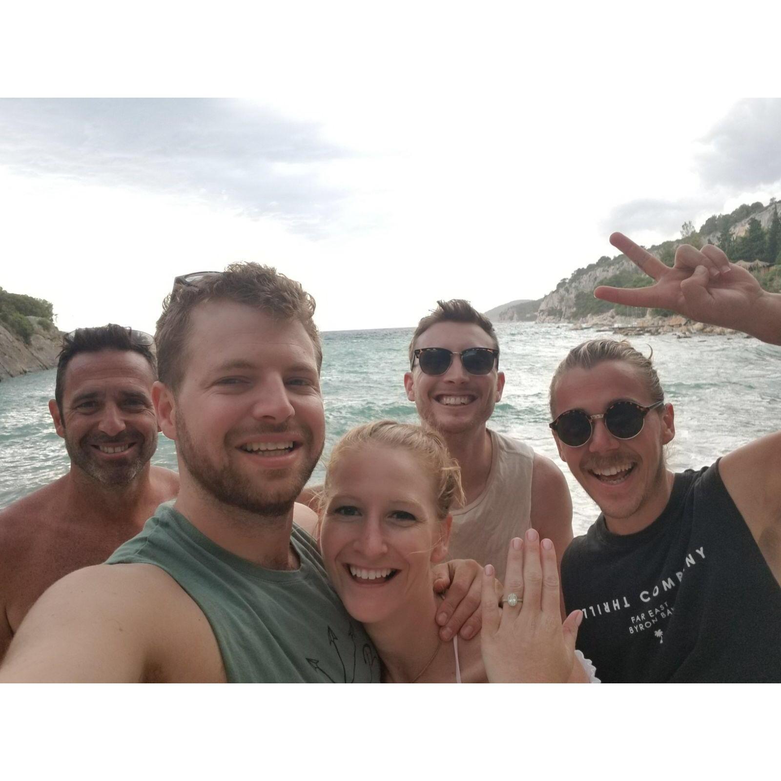 Engaged! Andy, Scott and Tim came to our favorite swimming spot in Hvar with us and Bryan proposed! Could not have asked for a better crew.