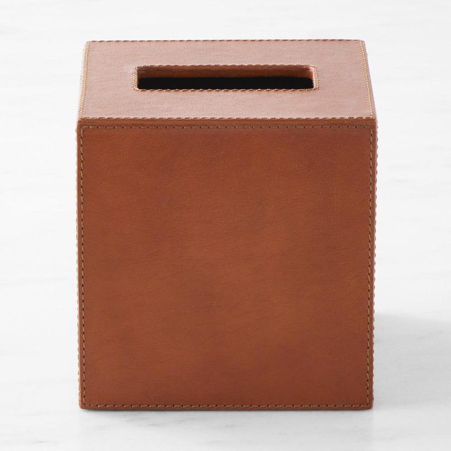 Brown Leather Desk Accessories, Tissue Box Holder