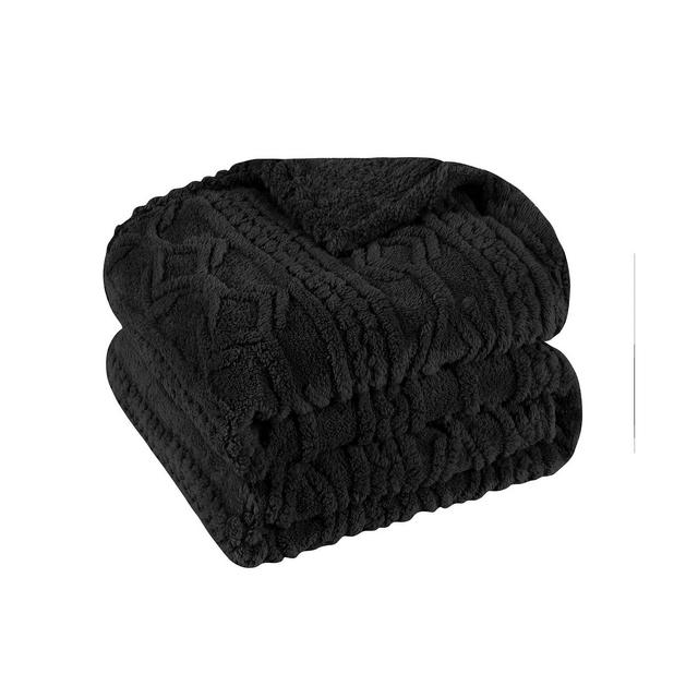 Superior Boho Knit Jacquard Fleece Plush Fluffy Blanket, King