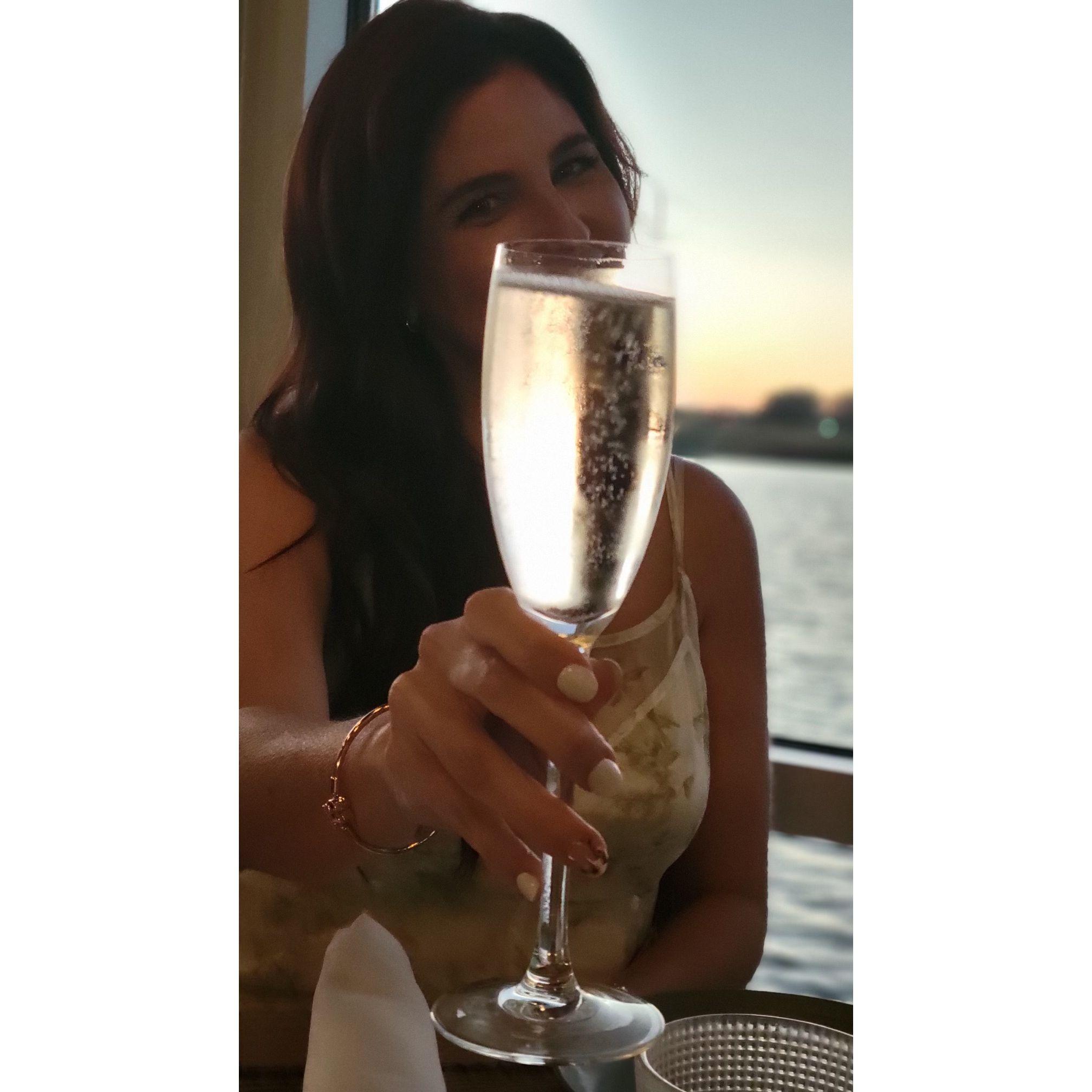 "Brindo por el regalo del amor que hemos cultivado, por la alegría de celebrar nuestra unión, y por la bendición de compartir este momento con Ariana, nuestra querida familia y seres queridos".