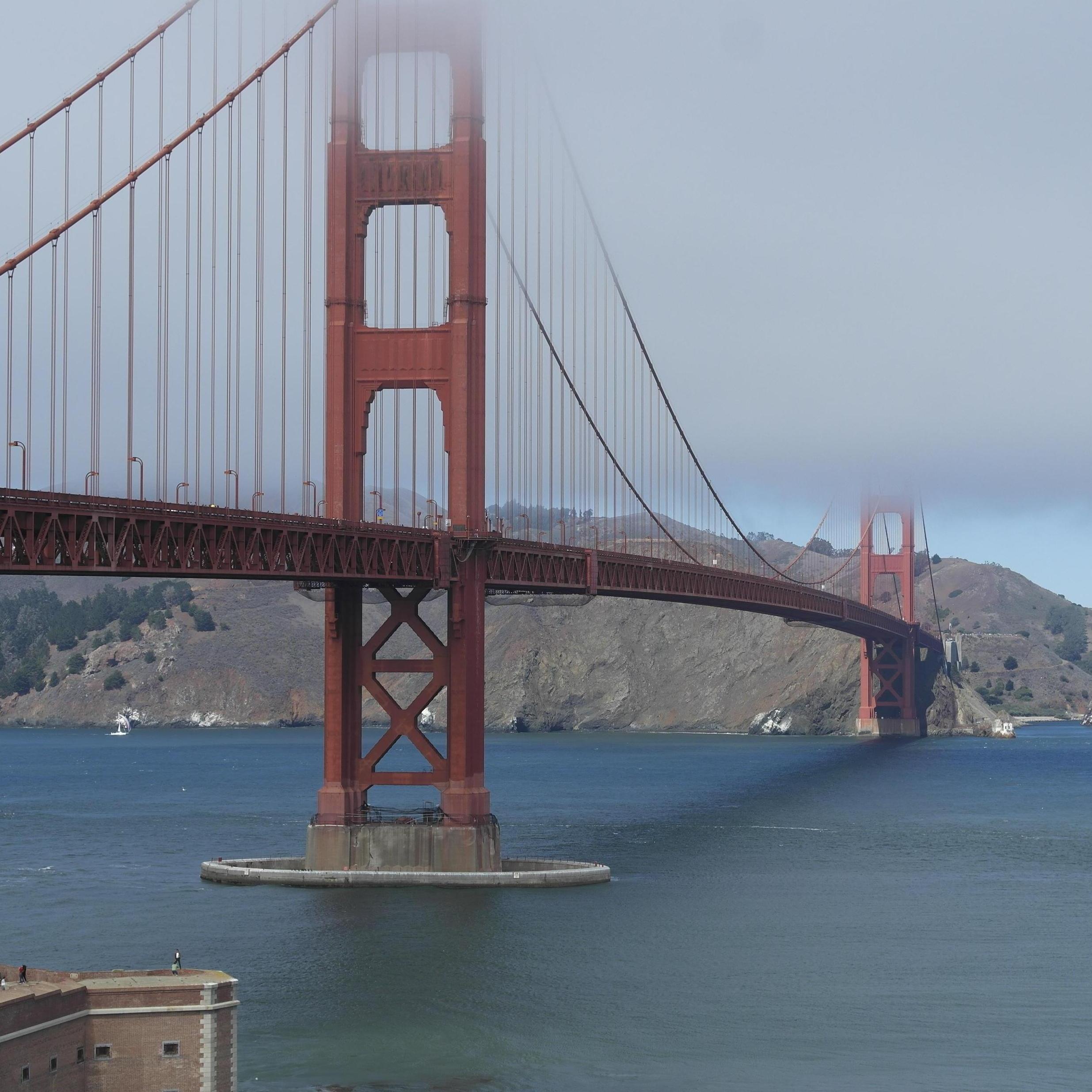 Bike riding across the Golden Gate bridge.  It's a good workout if anyone wants to try!