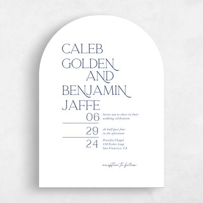 White Arch Wedding Invitation - Hasbrouk Portrait