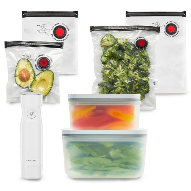 ZWILLING Fresh & Save 7-pc Vacuum Sealer Machine Starter Set, Sous Vide Bags, Meal prep, Airtight Food Storage Containers , Gift Set