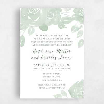 Green Wedding Invitation - Clemson Fade