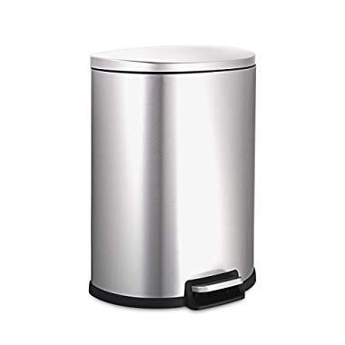 NINESTARS AMZ-SOT-50-3 Step-on Trashcan, 13 Gal, STAINLESS STEEL