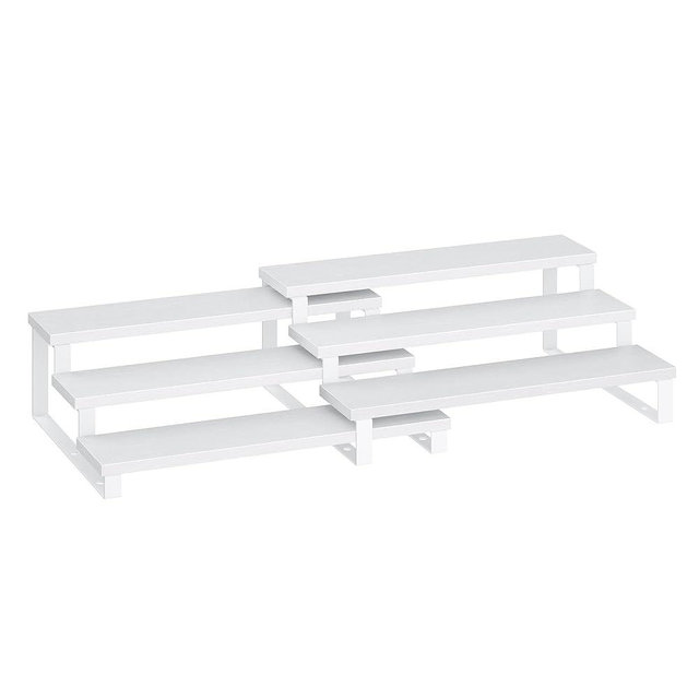 SONGMICS Display Risers, Set of 2 Engineered Wood Perfume Organizer Stand, 3-Tier Cupcake Stand Holder, Spice Rack, Shelf Risers for Figures, Dessert Shelves, Snow White and Cloud White UKCS116W01