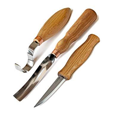 BeaverCraft S14 Wood Carving Tools Kit Wood Carving Set Wood Carving Hook Knife Set Spoon Carving Tools Spoon Knife Set Bowl Kuksa Scoop Cup Carving Tools Wood Gouges (Spoon Carving Kit)