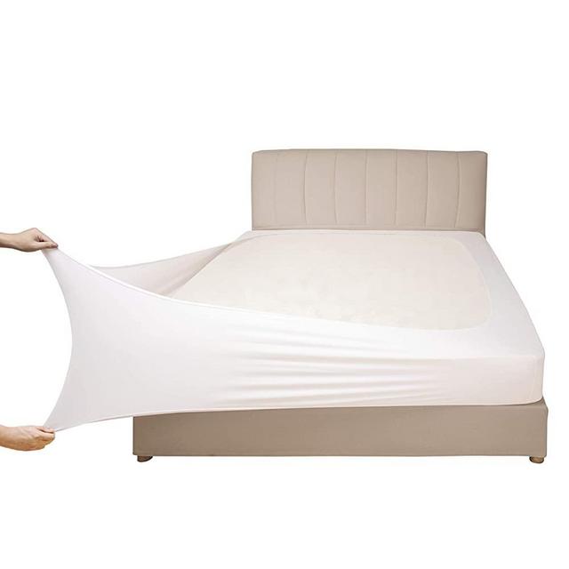 Mrs Awesome Stretch Jersey Box Spring Cover Wrap Around, Bed Skirt Alternative, Ultra Soft & Wrinkle Resistant, Queen/Queen XL, White