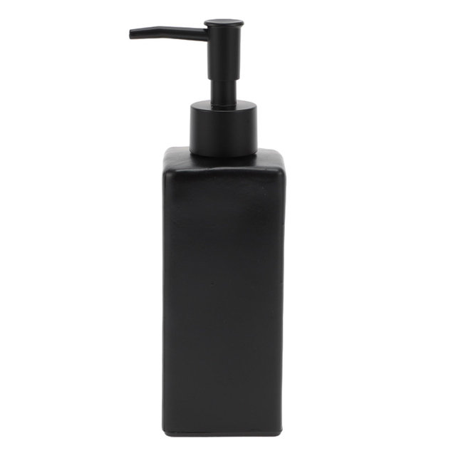 Unique Bargains Elegant Square Soap Pump Dispenser for Hotels 350ml Black 1 Pc