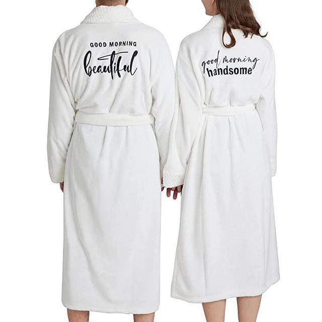 AW BRIDAL 2Pcs His and Hers Robes Plush Kimono Robes for Women/Men, Anniversary Wedding Engagement Gifts for Couples