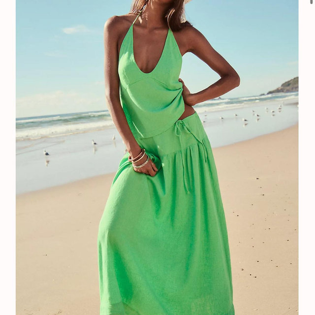 Sandshell Linen Skirt Set