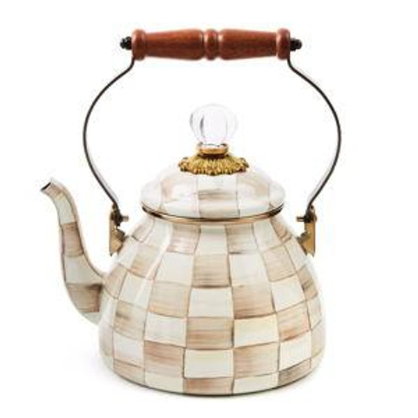 Mocha Check 2 Quart Tea Kettle