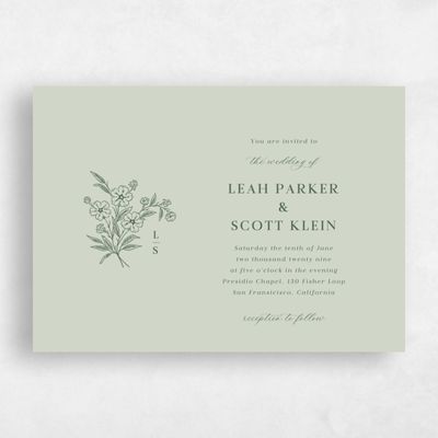Grassy Sage, Green Wedding Invitation - Artura Landscape