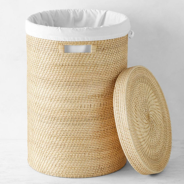 Hold Everything Rattan Laundry Baskets, Tall, Large