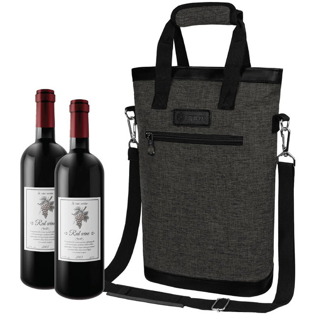 OPUX Two Bottle Wine Bag Carrier Tote, Insulated Leakproof Cooler Travel BYOB Picnic, Gifts Men Women Birthday Christmas