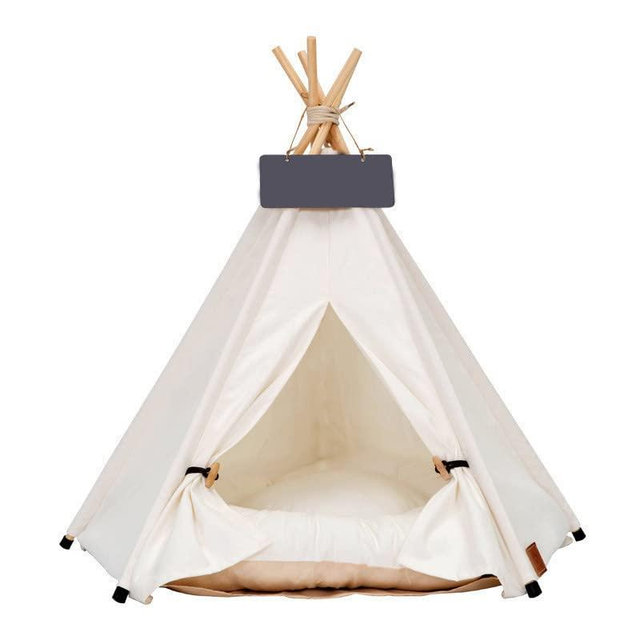 Pet Teepee Dog & Puppy Cat Bed Portable Houses with Thick Cushion for Pets Up to 33lbs