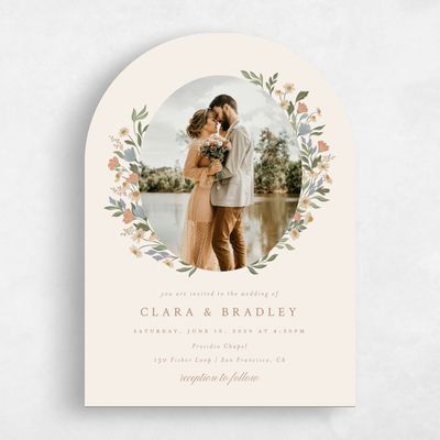 Beige Arch Wedding Invitation - Florentina Photo