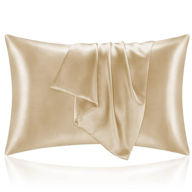 BEDELITE Satin Pillowcase for Hair and Skin, Super Soft and Cooling Similar to Silk Pillow Cases 2 Pack with Envelope Closure, Gift for Women Men(20"x36" King Size, Champagne)