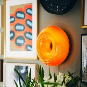 VARMBLIXT LED table/wall lamp, orange glass/round, 12" - IKEA