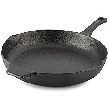 T-fal E83407 Pre-Seasoned Nonstick Durable Cast Iron Skillet / Fry pan Cookware, 12-Inch, Black