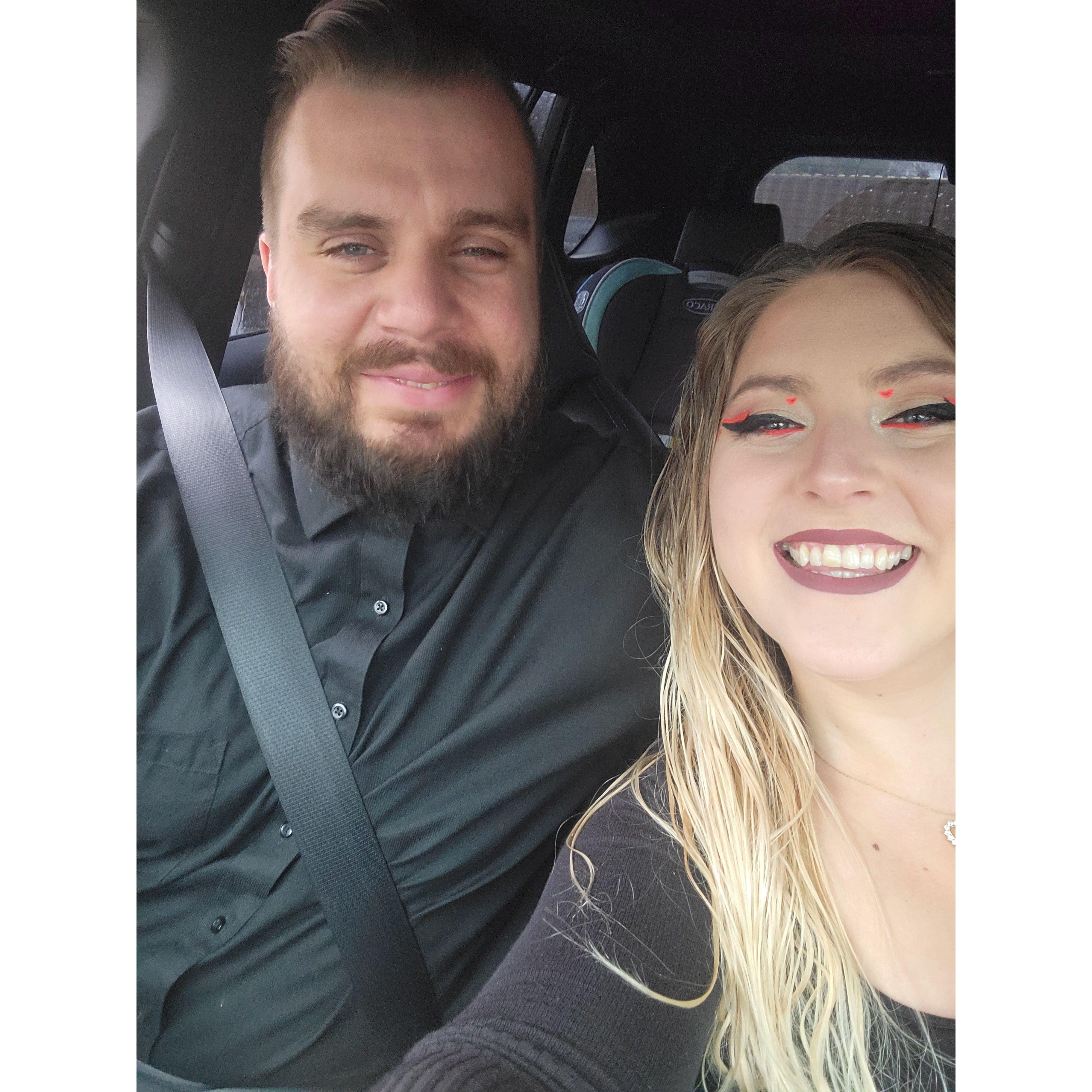 An hour before proposing under a gazebo in the rain on a mountain ridge. He told her they would be taking pictures for Valentine's Day