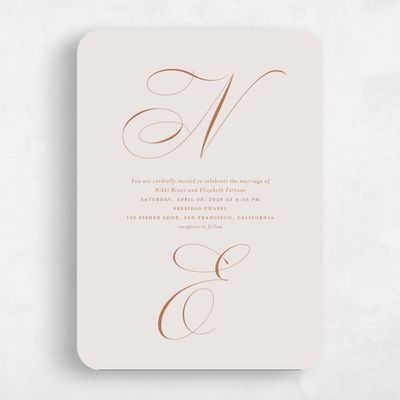 Beige Rounded Wedding Invitation - Thorn Type