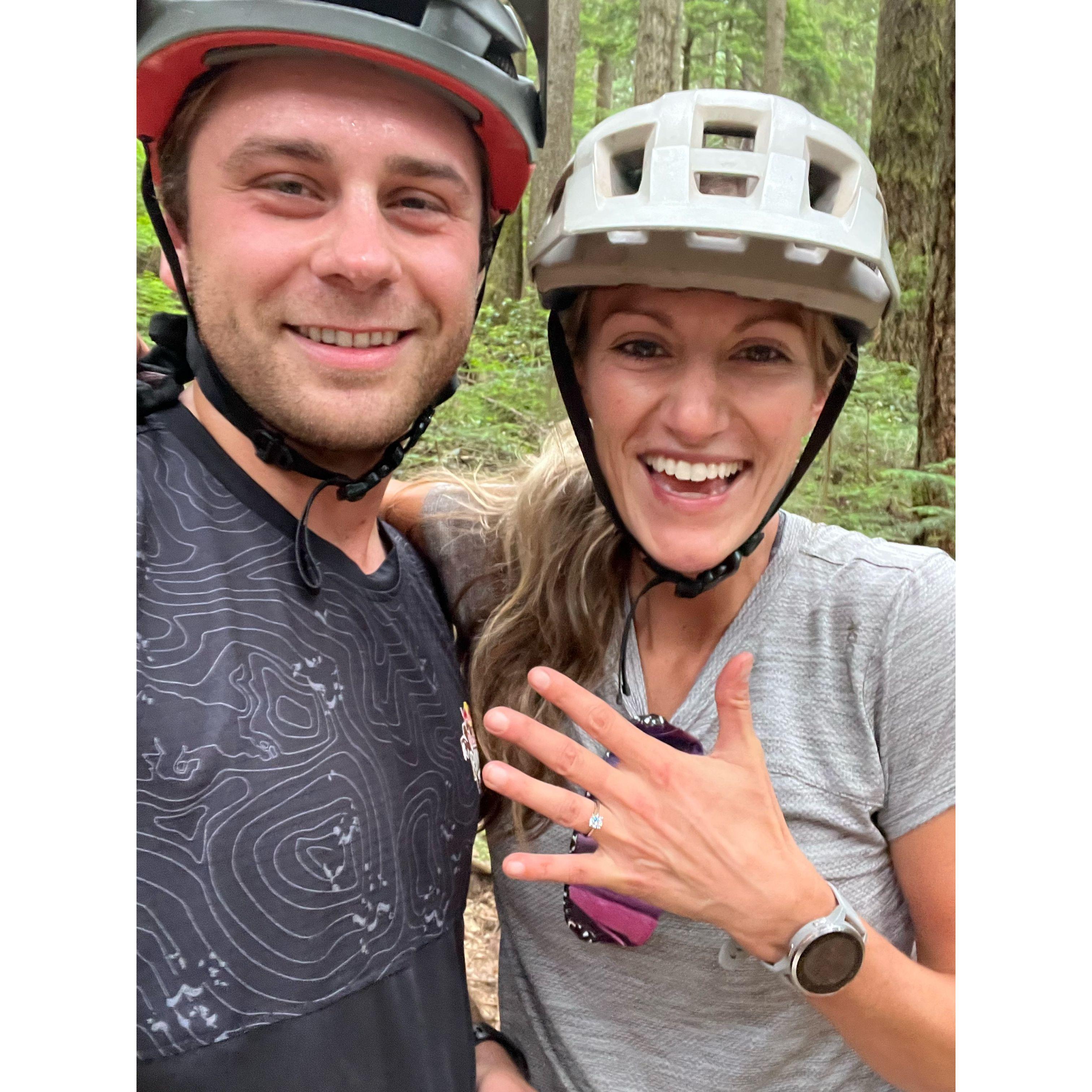 The Engagement! Nick surprised Morgan deep in the woods while biking in Vancouver
