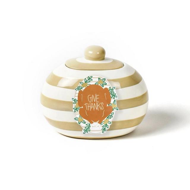 Neutral Stripe Mini Cookie Jar