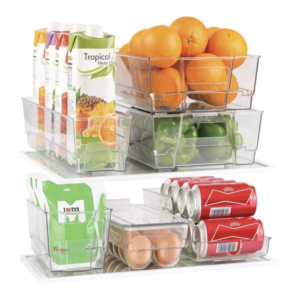 7 Piece Refrigerator and Freezer Stackable Fridge Bin Set