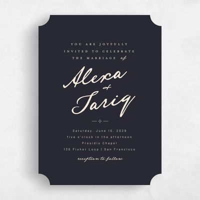 Black Ticket Wedding Invitation - Finnian Portrait