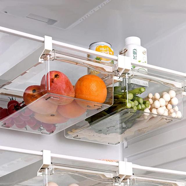 URALFA 2 Pack Fridge Drawer Organizer, Refrigerator Drawers for Fruit and Vegetable, Refrigerator Organization and Storage Box, Fit for Fridge Shelf Under 0.6"