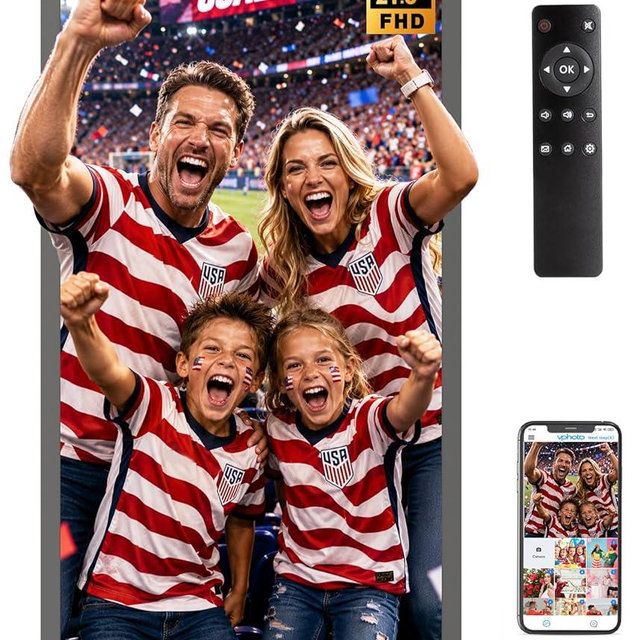 21.5 inch Large Digital Picture Frame Electronic Picture Frame WiFi - 64GB, IPS FHD, Auto Rotate, Load Photos Videos from Phone via App Email, Free Cloud, Wall Mounted, Gift for Dad, No Touchscreen