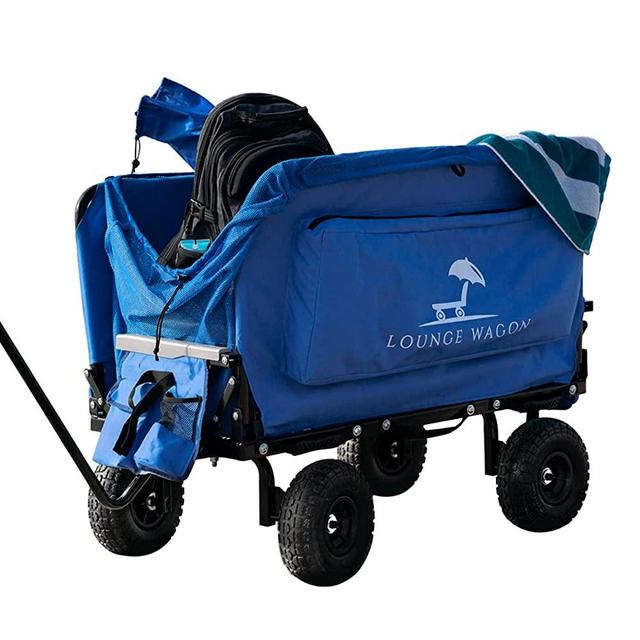 The Lounge Wagon – The Only Wagon That Converts into a 2-Person Chair - 3-in1 carts with Wheels, Chair & Umbrella - Ultimate Beach Wagons– Beach Chairs for Adults – Sports Wagon - Park Wagon