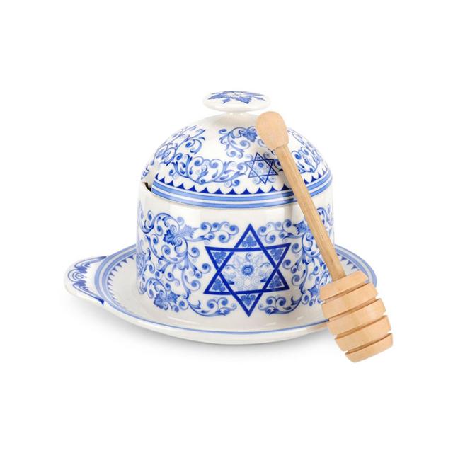 Spode Judaica Honey Pot with Drizzler