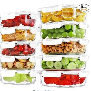 Glass Meal Prep Containers - White