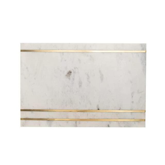 Challah Cutting Carving Board Judaica Marble by Godinger - Brass