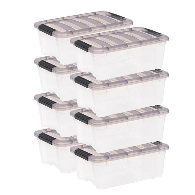 IRIS USA 4 Pack Large Heavy-Duty Storage Plastic Bin Tote Container,  Durable Lid, Black/Gray, 4 Units - Fry's Food Stores