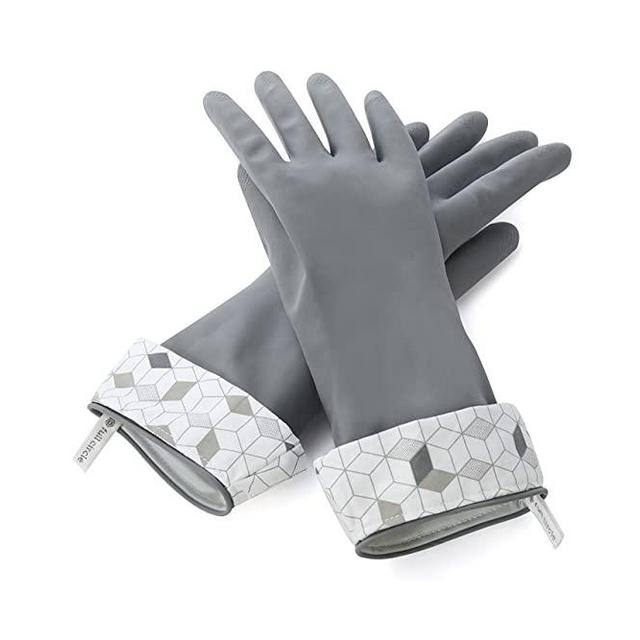 Full Circle Splash Patrol Natural Latex Cleaning and Dish Gloves, Medium/Large, Grey
