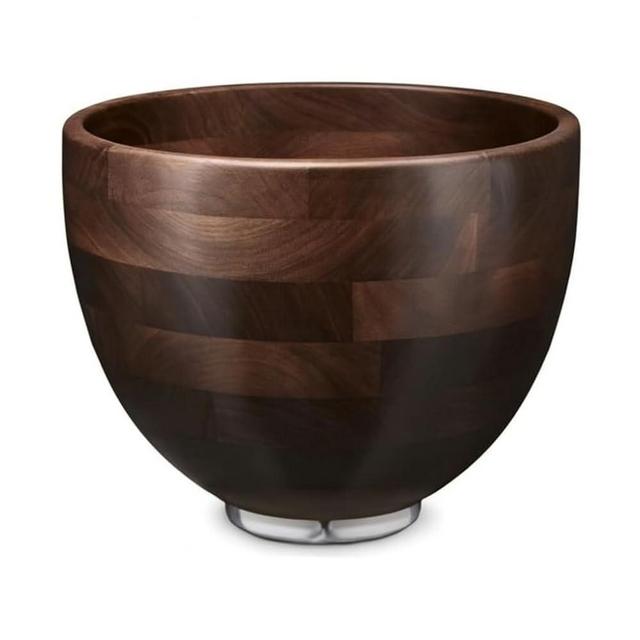 ADVANCEDSIL Premium Walnut Wood Mixing Bowl – 5 Quart – Compatible with 4.5 & 5 Qt Tilt-Head Models – Natural True Walnut Wooden Bowl with Stainless Steel Locking Base