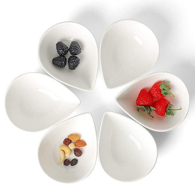 Sauce Bowl for Dipping, Cute White Ceramic Dessert Bowl Set of 6 for Side Dish/Soup/Fruits/Nuts, 8oz/pc