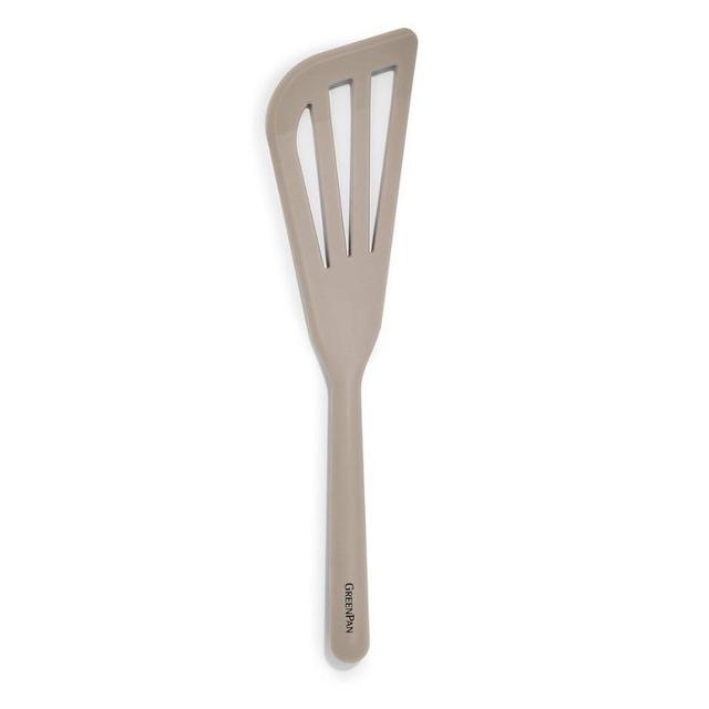 GreenPan Silicone Fish Turner Spatula, Slotted Cooking Kitchen Utensil, Flexible Rubber Nonstick Cookware, Rigid Steel Core, Heat-Resistant, Anti-Slip Handle, BPA-Free, Dishwasher Safe, Taupe