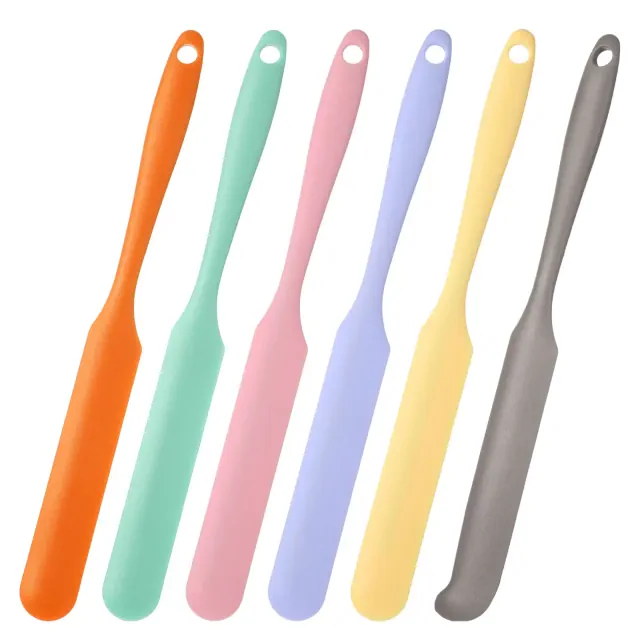 Unique Bargains Silicone Heat Resistant Non-Stick Long with Handle Jam Spatula Spreader Green/Pink/Purple/Yellow/Orange/Grey